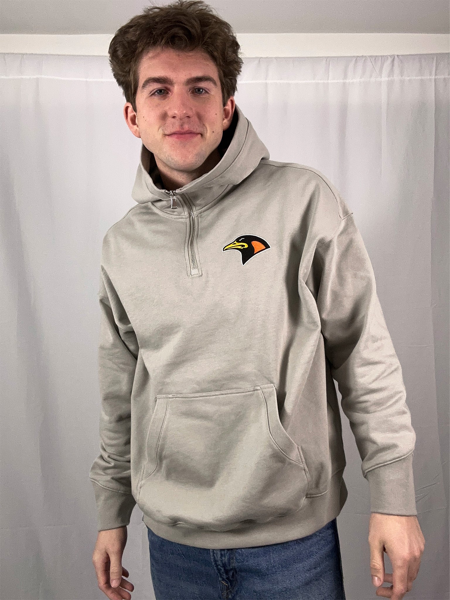 Embroidered Half-Zip Fleece Hoodie