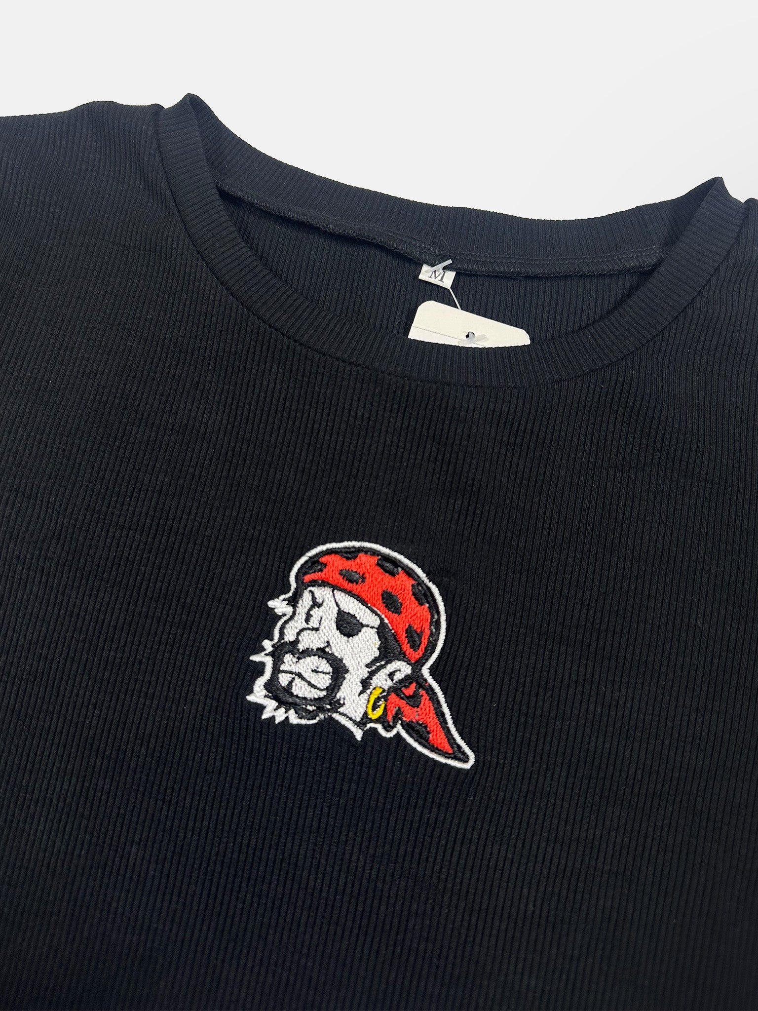Embroidered Ribbed Baby Tee - Medium