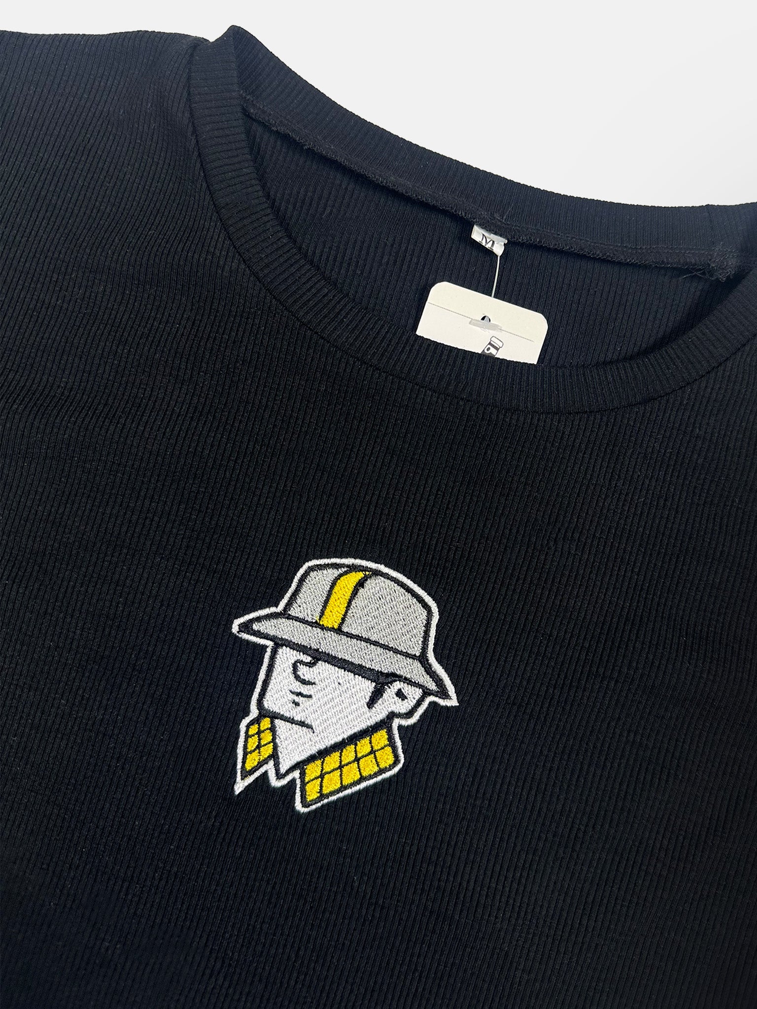 Embroidered Ribbed Baby Tee - Medium