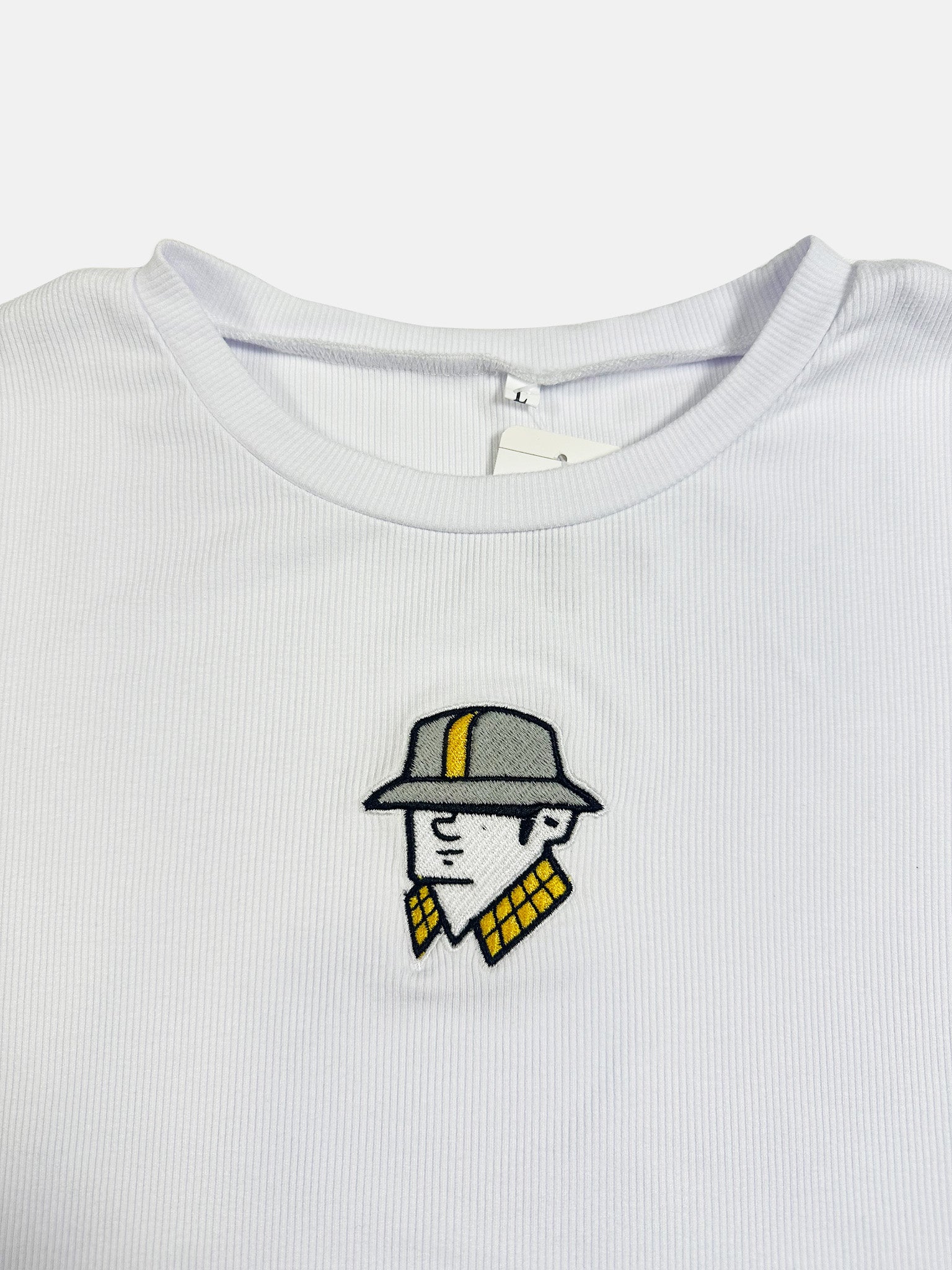 Embroidered Ribbed Baby Tee - Large